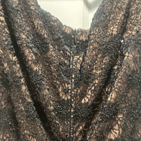 NWOT Alex Evenings Elegant Black and Gold Lace Dress - Picture 6 of 6